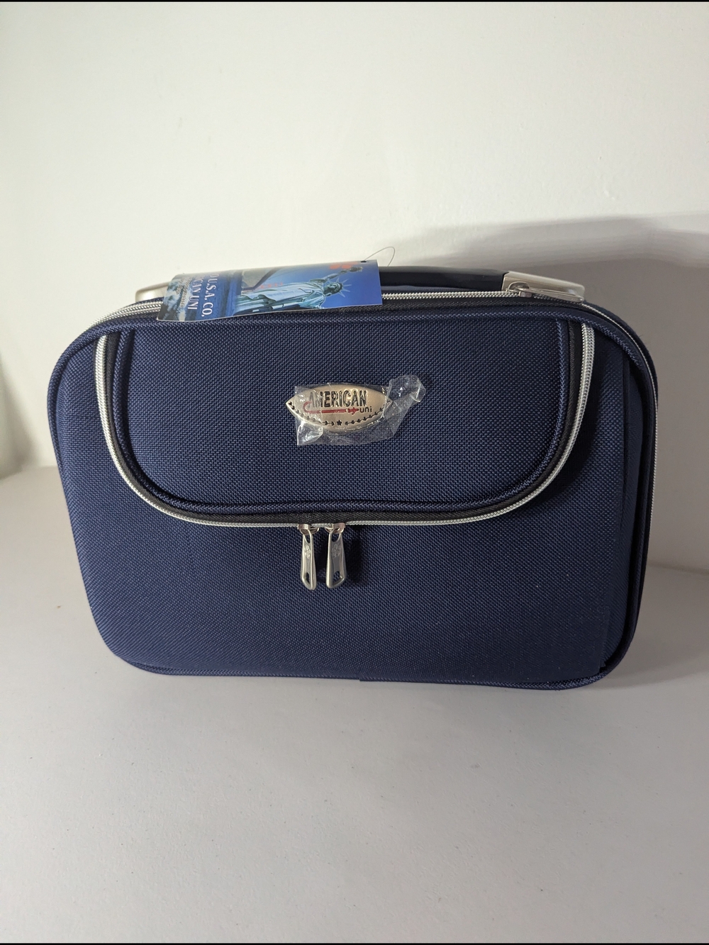 NWT American Uni Navy Train Case Travel Cosmetic Makeup Bag Carry-On Organizer